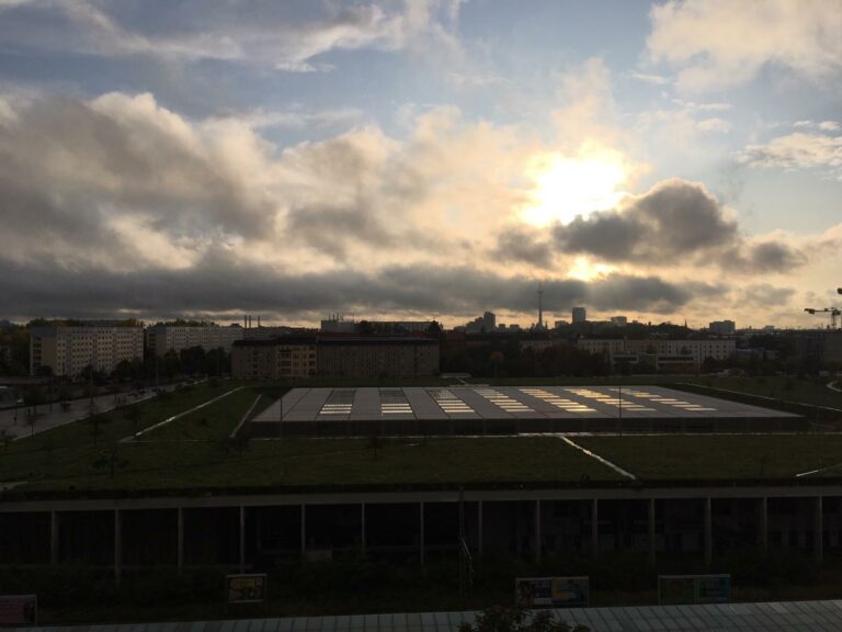 Panoramic view of Berlin skyline as seen from the East