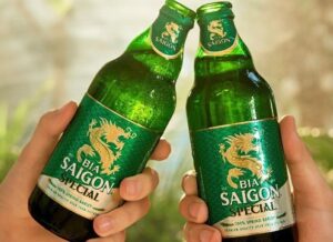 Two bottles of Bia Saigon Special