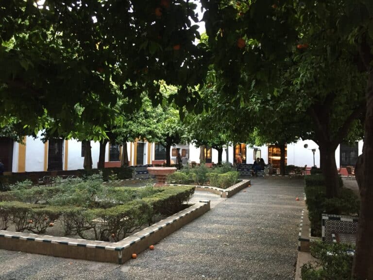 View of Plaza Doña Elvira in Seville, Spain.