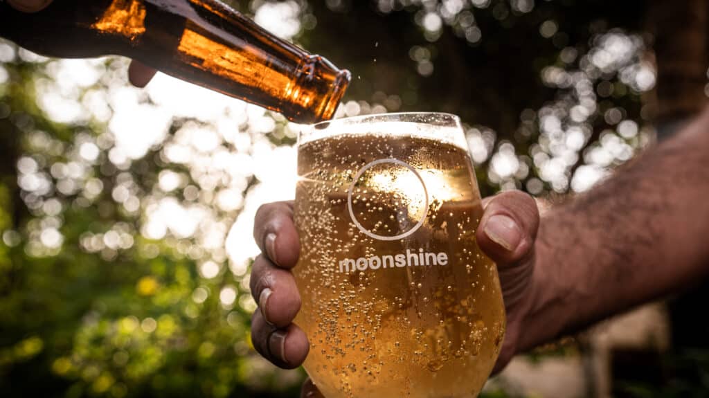 Image of Moonshine Meadery Traditional Mead being poured into a glass.