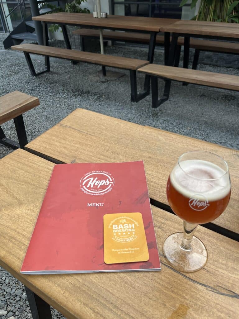 Glass of Hops IPA at Hops brewpub in Phnom Penh, Cambodia.