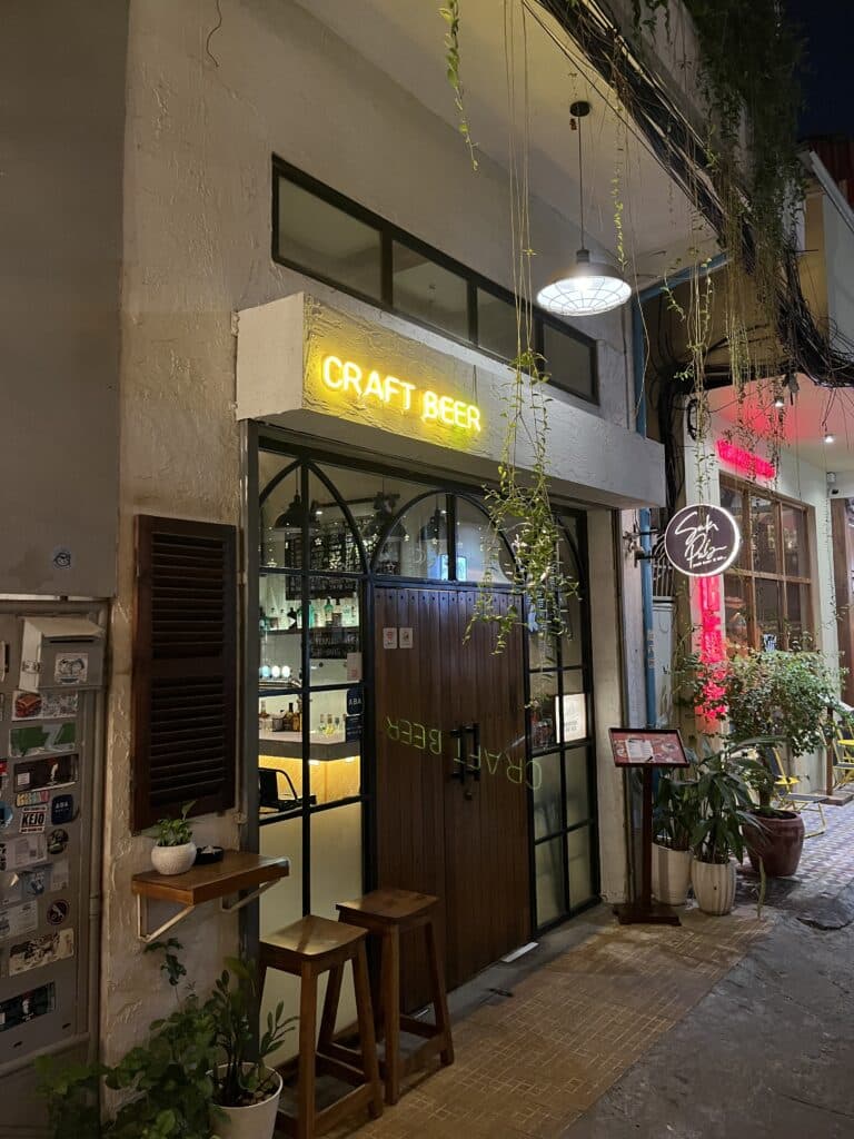 Exterior view of Sak Pub in Phnom Penh, Cambodia.