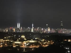 View of Kuala Lumpur skyline by night
