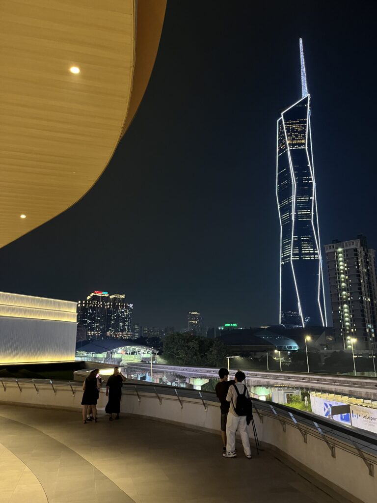 View of Merdeka 118, the world's second tallest building, from Crafty's Bar & Lounge in Kuala Lumpur, Malaysia.