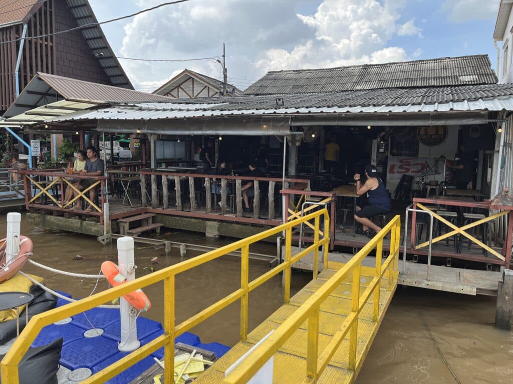 Exterior view of the Chit Beer brewpub on Koh Kret in Bangkok, Thailand.