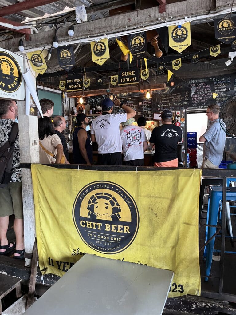 Interior view of the Chit Beer brewpub on Koh Kret in Bangkok, Thailand.