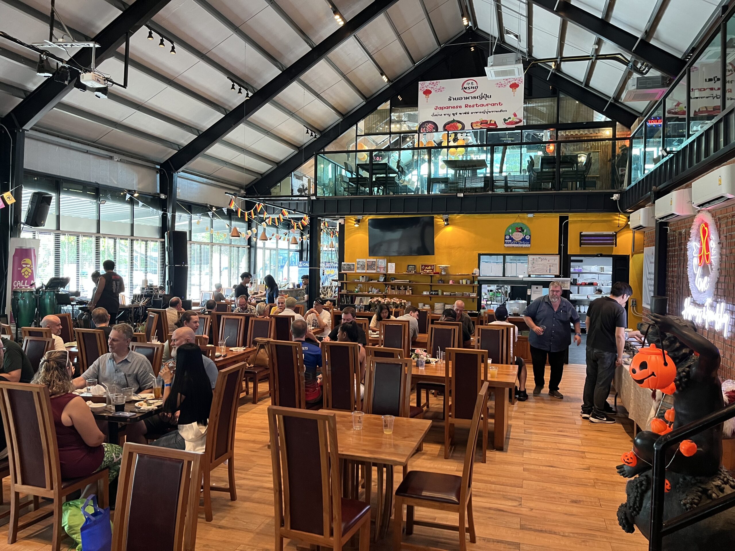 Participants of the Bangkok Beer Tour enjoying lunch at Call Me Papa Brewhouse.