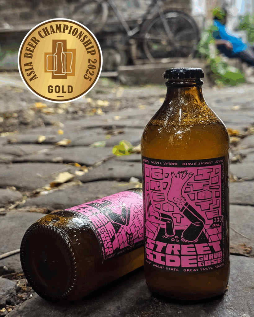 Two bottles of Great State Aleworks Streetside Guava Gose, gold medalist in the Best Gose category at the Asia Beer Championship 2025