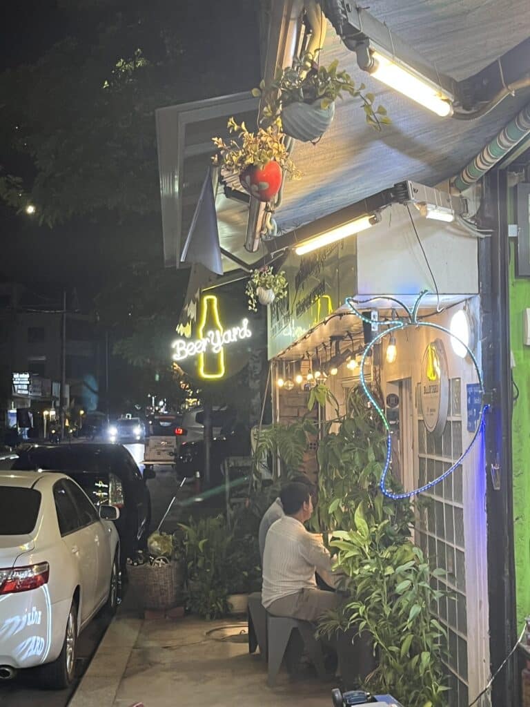 Exterior view of Beer Yard bottle shop in Siem Reap, Cambodia.