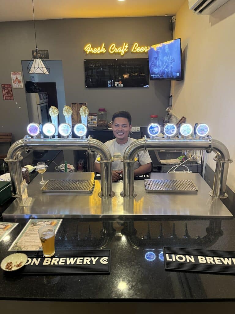 View of tap setup at HomeBrew Siem Reap.