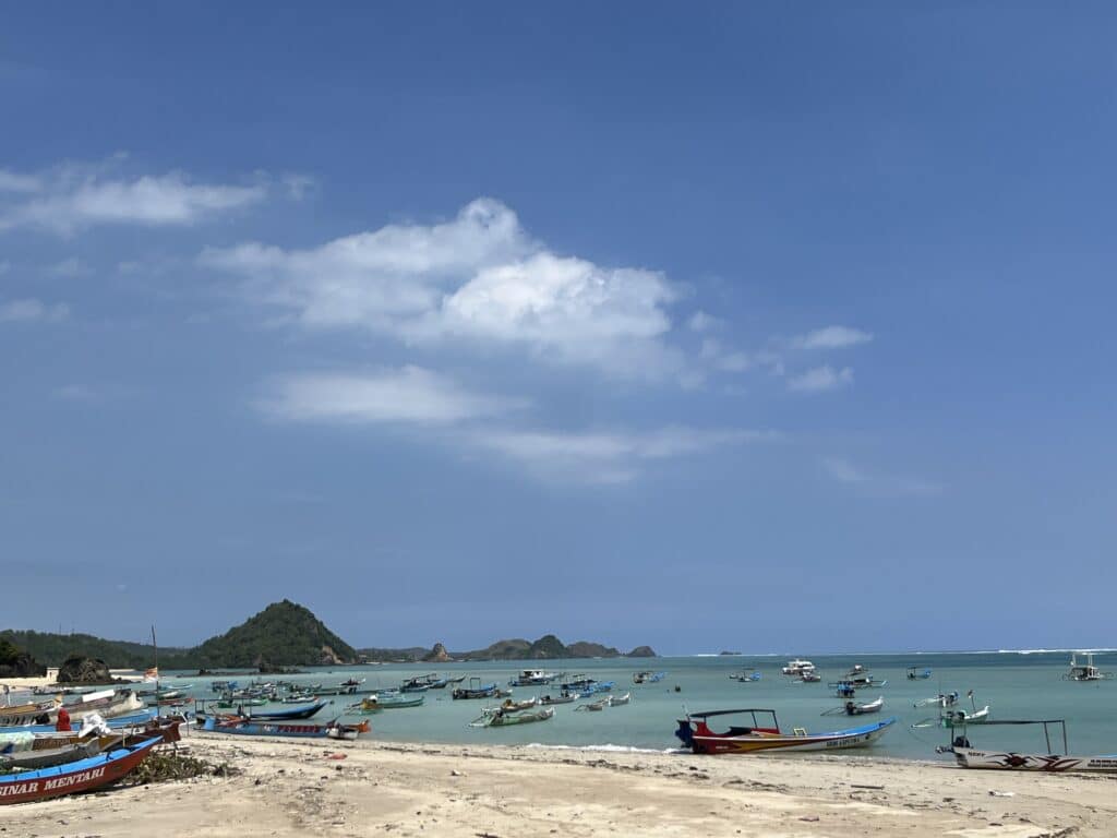 Fishing boats anchored off Kuta, Lombok.
